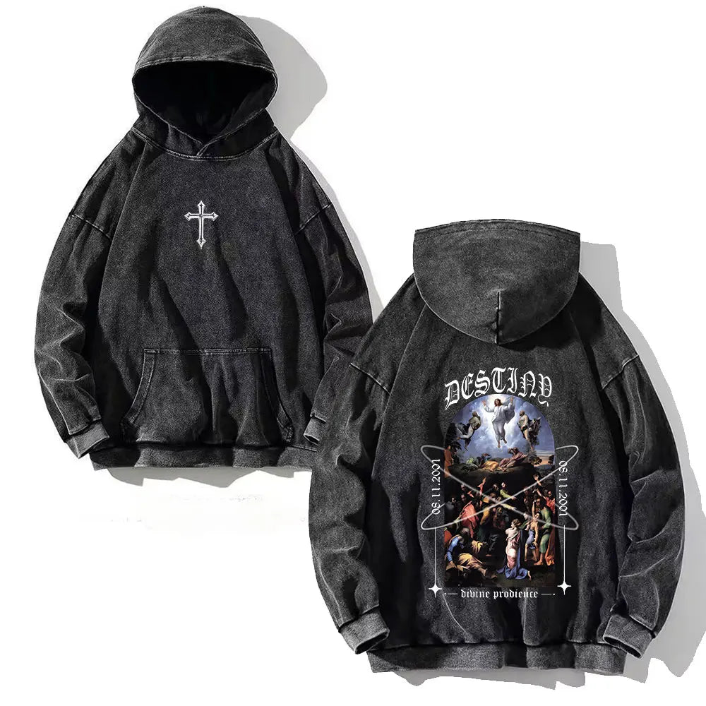 Vintage Cross Hoodie – Y2K Christian Streetwear