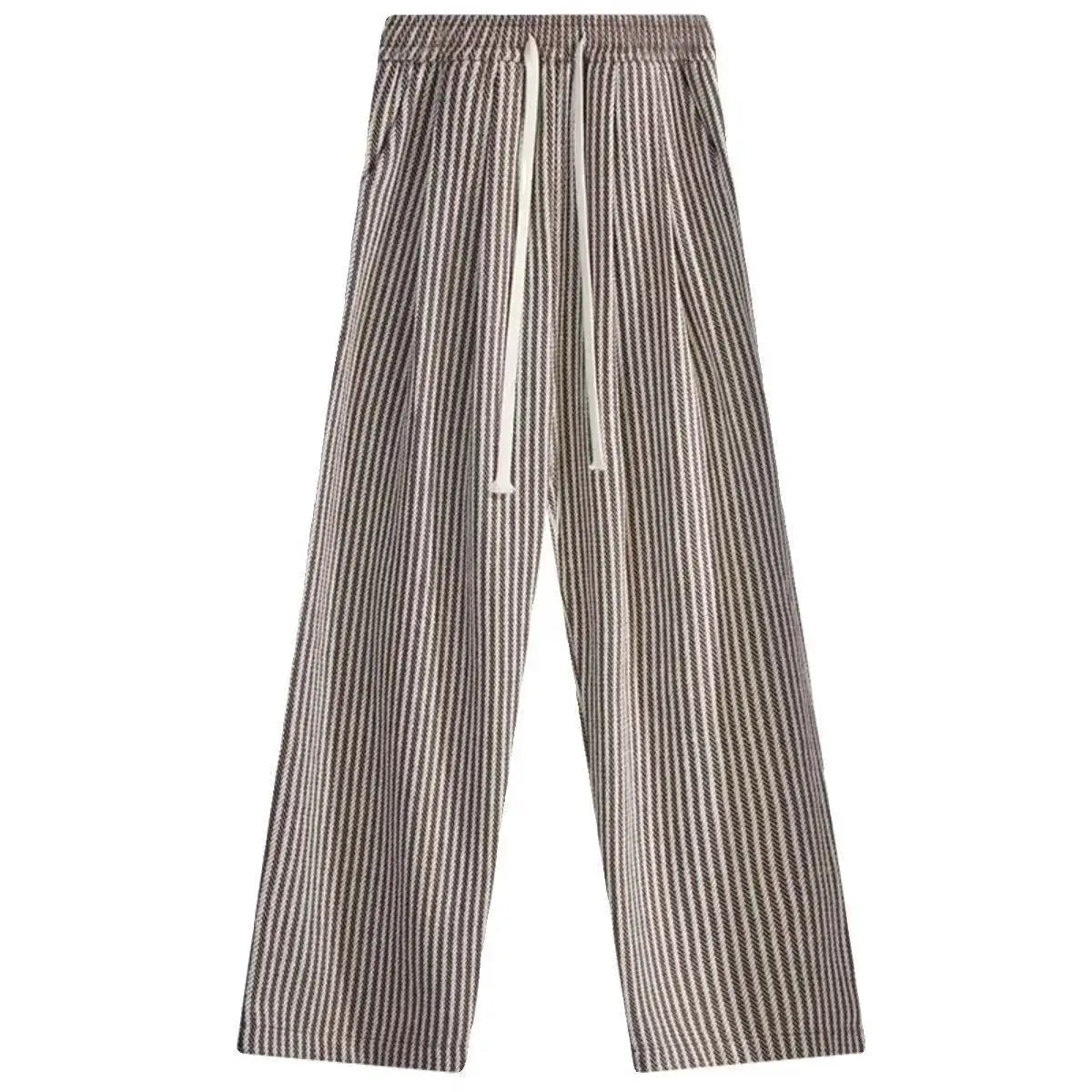 Women’s Striped Wool Wide-Leg Pants – Retro Style