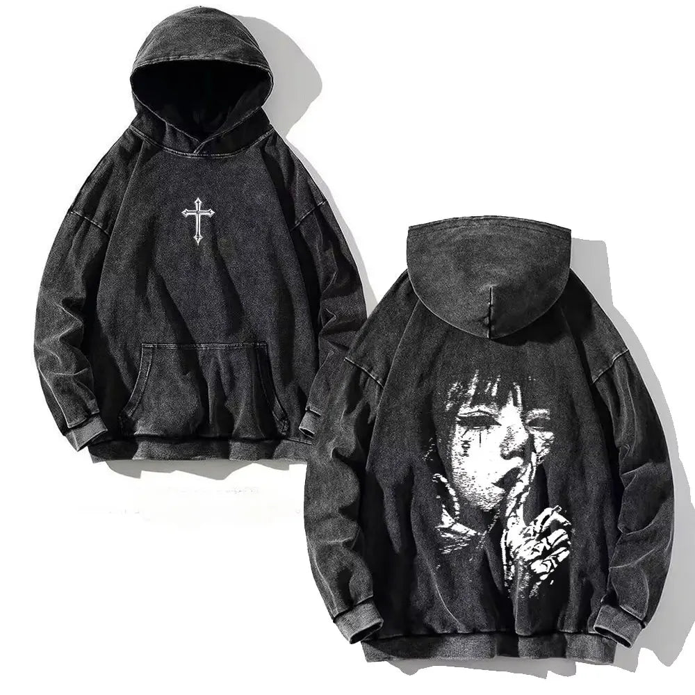 Vintage Cross Hoodie – Y2K Christian Streetwear